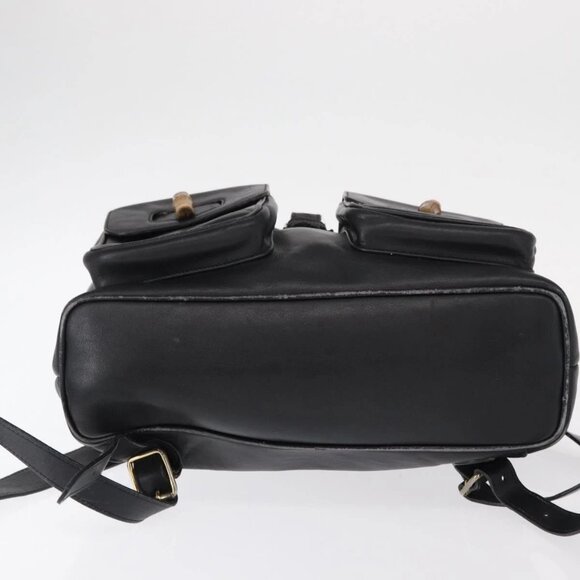 GUCCI Bamboo Backpack Leather Black Gold main image 10